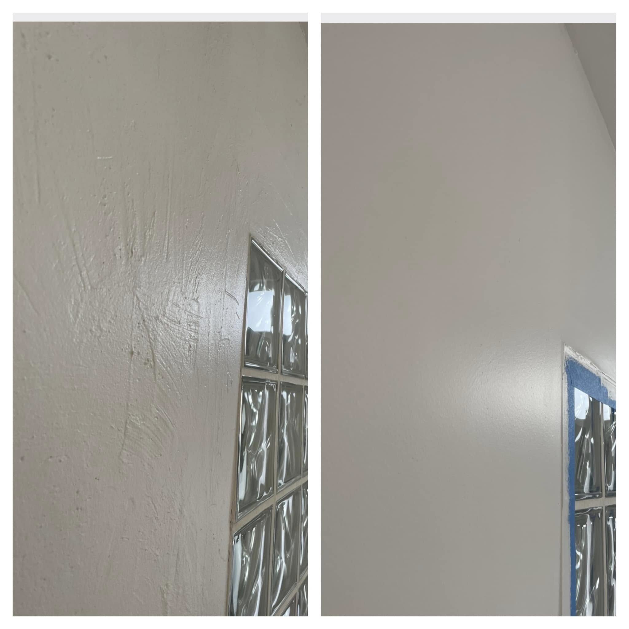 Ratissage enduit murs avant après - Durand Rénovation Caen